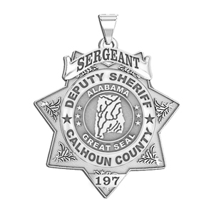 Personalized 7 Point Star Alabama Sheriff Badge with Rank  Number   Dept 