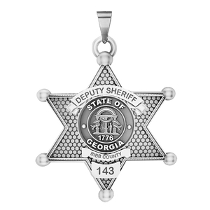 Personalized 6 Point Star Georgia Sheriff Badge with your Dept   Rank and Number