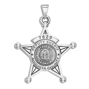 Personalized 5 Point Star Georgia Sheriff Badge with your Dept   Rank and Number