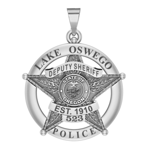 Personalized Lake Oswego County Oregon Sheriff Badge with Rank and Number