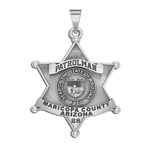 Personalized 6 Point Star Arizona Sheriff Badge with Rank  Number   Dept 