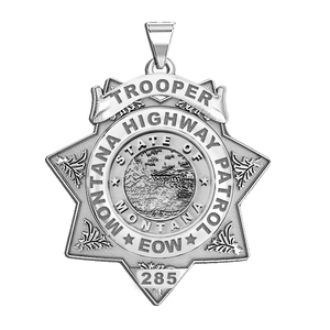 Personalized 7 Point Star Montana Trooper Badge with Rank  Number   Dept 