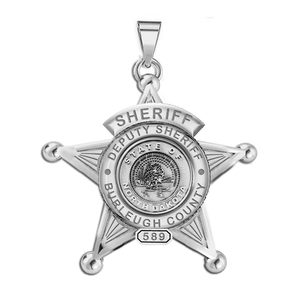 Personalized 5 Point Star North Dakota Deputy  Sheriff Badge with Rank  Number   Dept 