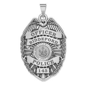 Personalized Maine Police Badge with Your Rank  Number   Department
