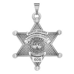 Personalized 6 Point Star South Carolina Sheriff Badge with Rank  Number   Dept 