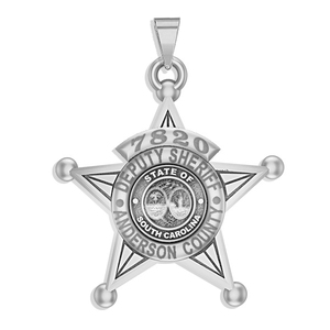 Personalized 5 Point Star South Carolina Sheriff Badge with Rank  Number   Dept 