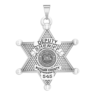Personalized West Virginia 6 point Sheriff Badge with Rank  Dept  and Number