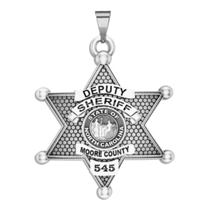 Personalized North Carolina 6 Point Star Sheriff Badge with Rank  Number   Dept 