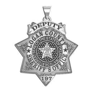Personalized Oklahoma 7 Point Star Sheriff Badge with Rank  Number   Dept 