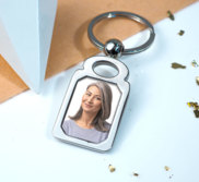 Memorial Stainless Steel Engravable Rectangle Photo Laser Keychain