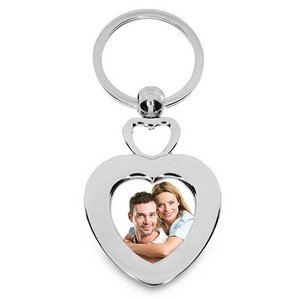 Stainless Steel Engravable Heart Photo Laser Keychain