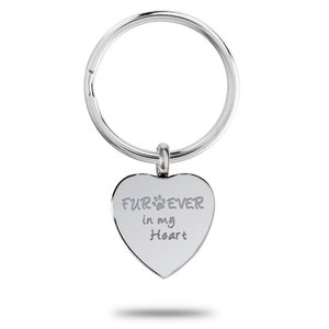 Heart Shape FURever in my Heart Cremation and Ash Vessel Keychain