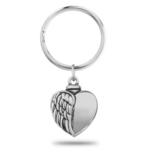 Angel Wing Heart Cremation and Ash Vessel Keychain