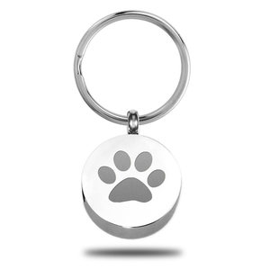 Round Dog Paw Cremation and Ash Vessel Keychain