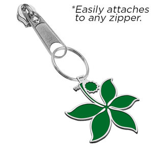 Ohio State University Color Enamel Buckeye Leaf Zipper Pull