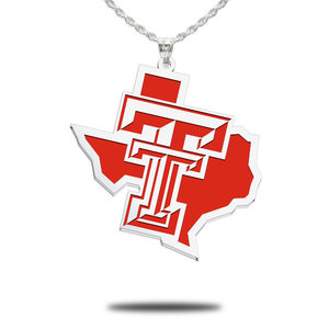 Texas Tech University Color Enamel Texas Outline Necklace
