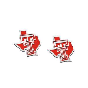 Pair Of Texas Tech Color Enamel Outline Logo Earrings