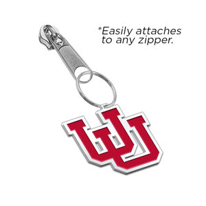 University of Utah Color Enamel Intertwined U Zipper Pull