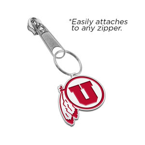 University of Utah Color Enamel Feathered U Zipper Pull