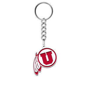 University of Utah Color Enamel Feathered U Keychain