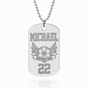 Stainless Steel Personalized Name  Number and Your Team Logo Dog Tag with Chain