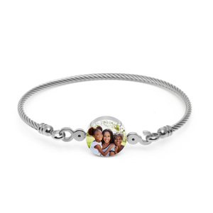 Stainless Steel Photo Engraved Bangle Bracelet