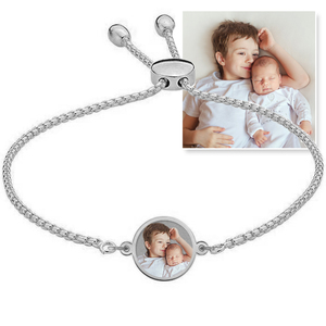 Women s Adjustable Round Photo Engraved Bracelet
