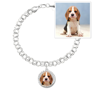 Photo Charm Bracelet w  1 Petite Round Picture Charm