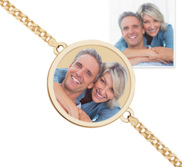 Round Photo Engrave Bracelet w  Curb Chain