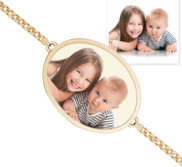 Oval Photo Engrave Bracelet w  Curb Chain