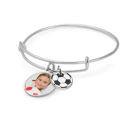 Expandable   Photo Charm Expandable Bracelet with Soccer Charm