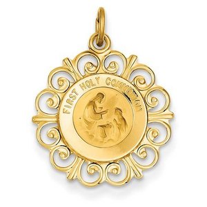 14K Gold First Holy Communion Religious Medal