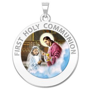 First Holy Communion Religious Medal  for a Girl   Color EXCLUSIVE 