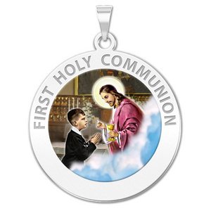First Holy Communion Religious Medal  for a Boy   Color EXCLUSIVE 