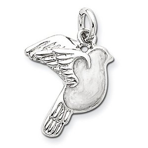 Sterling Silver Enameled White Dove Charm