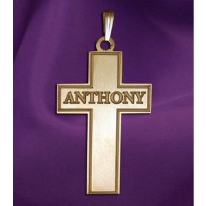 Personalized Cross with  Block Name  Etched