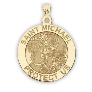 14K Yellow Gold  EXCLUSIVE  Saint Michael Religious Medal