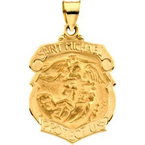 14K Gold Saint Michael Badge