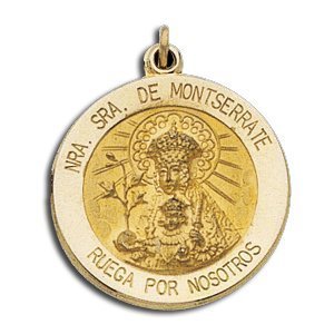 14K Yellow Gold Our Lady of Montserrate Religious Medal