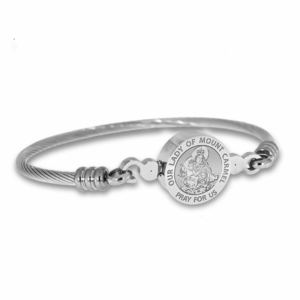 Stainless Steel Our Lady of Mount Carmel Bangle Bracelet