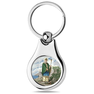 Stainless Steel Color Saint Patrick Keychain