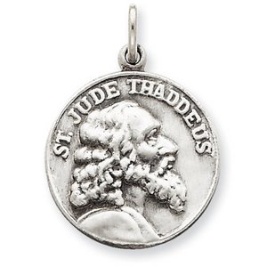 Sterling Silver Saint Jude Antiqued Coin Medal