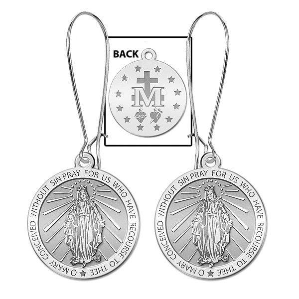 Miraculous Medal Double Sided Earrings Exclusive Pg84616 Catalog