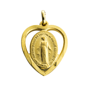 Heart Cutout Polished Miraculous Medal Pendant