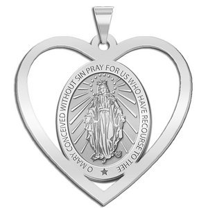 Miraculous Medal Heart Shaped Cut out  EXCLUSIVE 