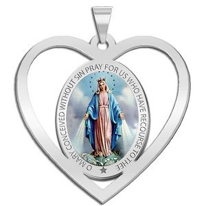 Miraculous Medal Heart Shaped Color Cut out  EXCLUSIVE 