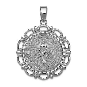 Polished Miraculous Medal With Cut Out Scalloped Frame