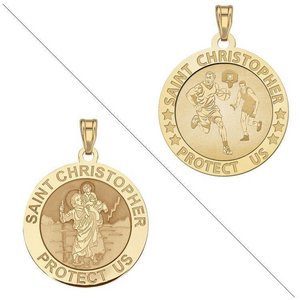Basketball   Saint Christopher Doubledside Sports Religious Medal  EXCLUSIVE 
