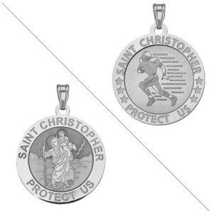 Football   Saint Christopher Doubledside Sports Religious Medal  EXCLUSIVE 
