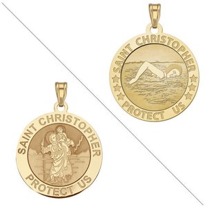 Swimmer  female    Saint Christopher Doubledside Sports Religious Medal